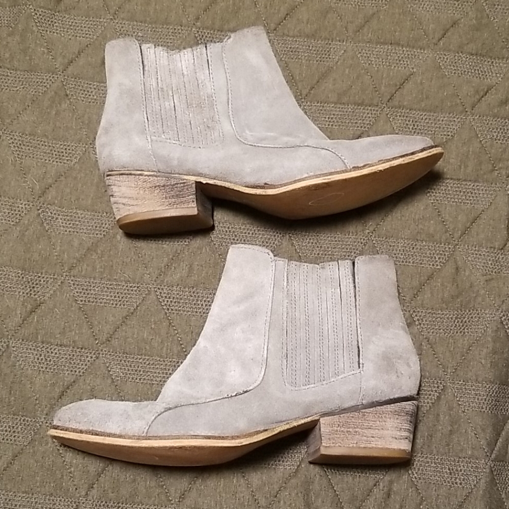 Grey leather suede ankle boots